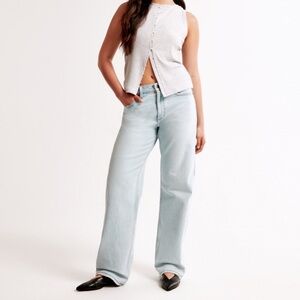 Abercrombie & Fitch curve love mid rise light wash denim jeans